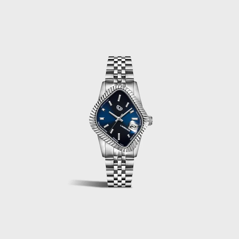 LAARVEE Silver Precision Steel - Fluted Bezel / Dark Blue Dial made by Kith