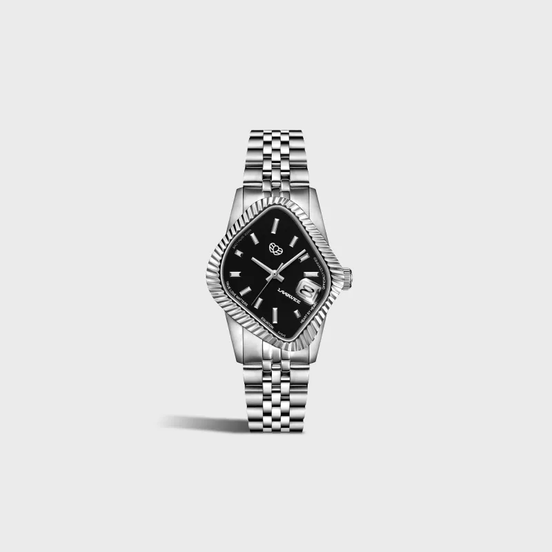 LAARVEE Silver Precision Steel - Fluted Bezel / Black Dial made by Kith