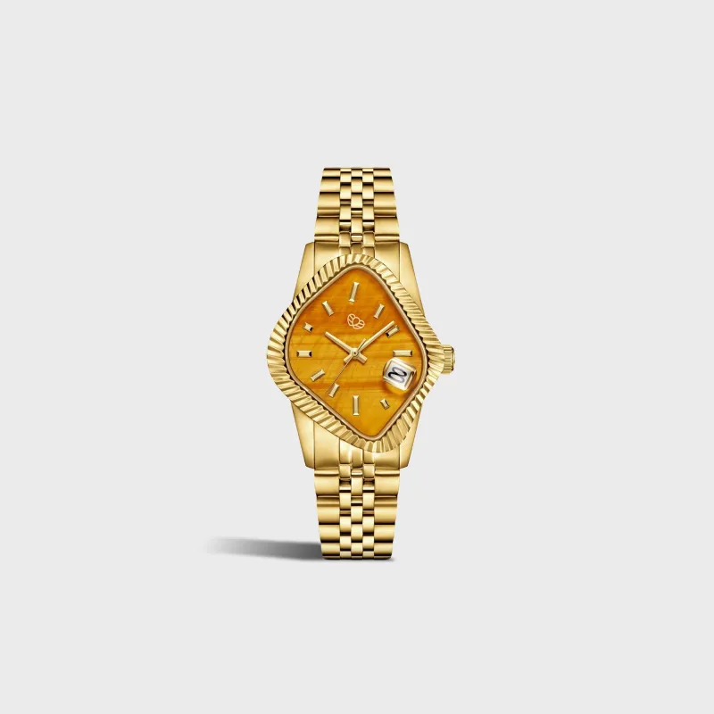 LAARVEE Golden Precision Steel - Fluted Bezel / Tiger's Eye Dial made by Kith