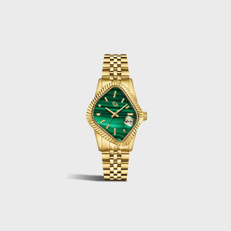 LAARVEE Golden Precision Steel - Fluted Bezel / Malachite Dial made by Kith