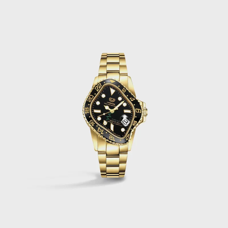 LAARVEE Golden Precision Steel - Black Ceramic Bezel / Black Dial made by Kith