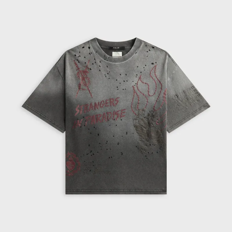 Ksubi Skool Halen Short Sleeve Tee - Charcoal Fade made by Ksubi