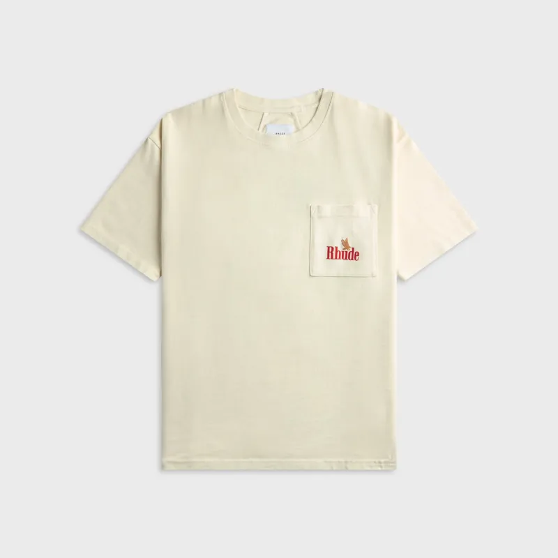 Rhude American Spirit Short Sleeve Pocket Graphic Tee - Vintage White / Red made by Rhude