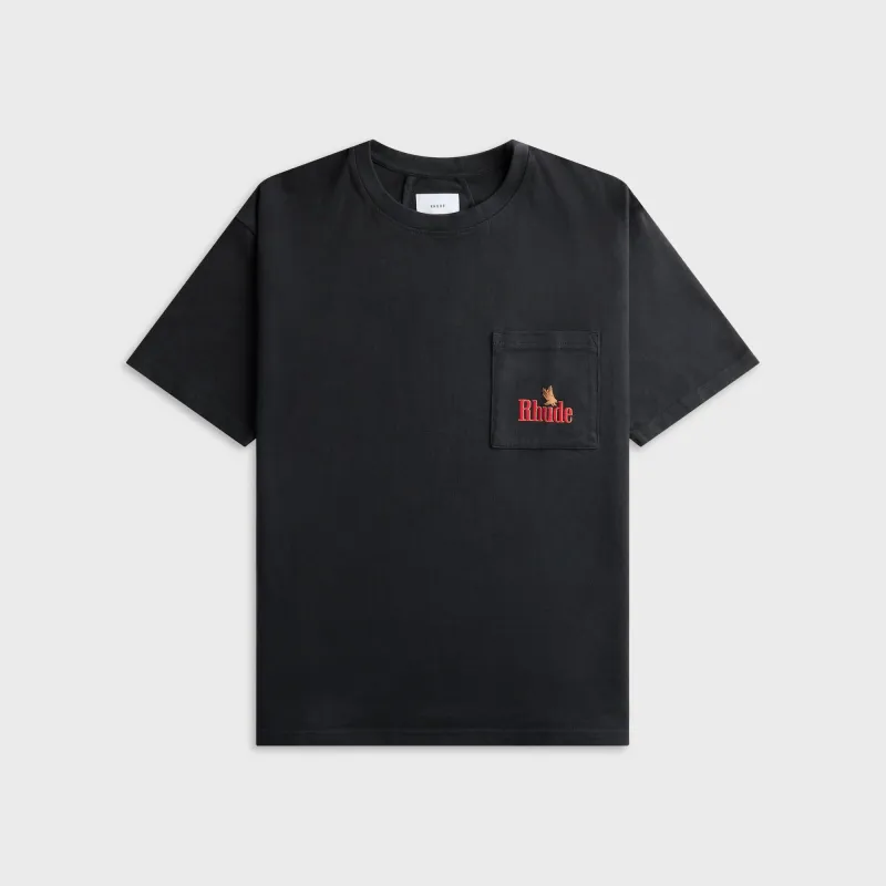 Rhude American Spirit Short Sleeve Pocket Graphic Tee - Vintage Black / Red made by Rhude