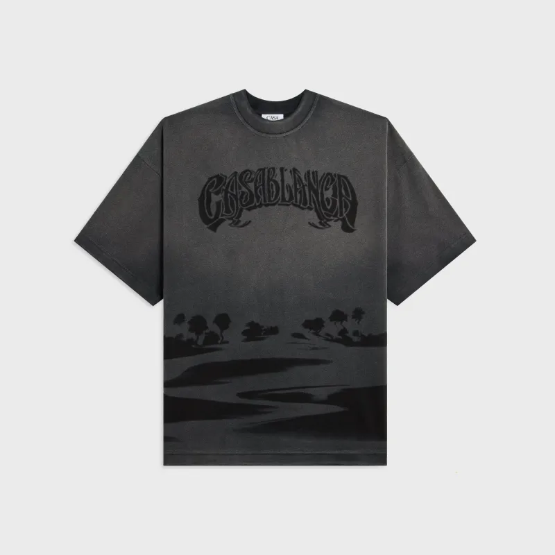 Casablanca Sands Washed Oversized Short Sleeve Tee - Black made by Casablanca