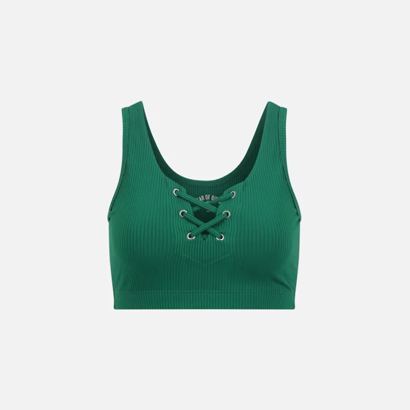 Year of Ours Ribbed Football Bra - Malachite sold by Kith