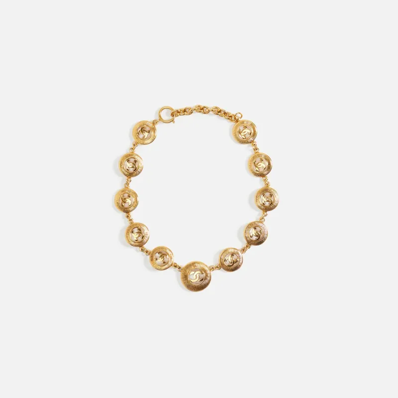 WGACA Chanel Sunburst Coin Necklace - Gold sold by Kith