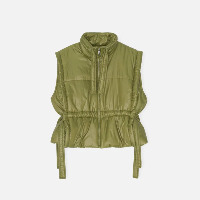 GANNI Shiny Quilt Vest - Spaghnum | Parallel