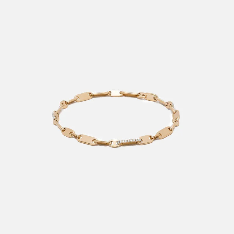 Maor Monolinka 4MM Bracelet in Yellow Gold with White Diamond Edging - Gold sold by Kith