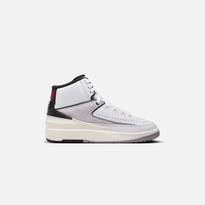 Nike GS Air Jordan 2 Retro - White / Fire Red / Black / Sail / Cement Grey sold by Kith