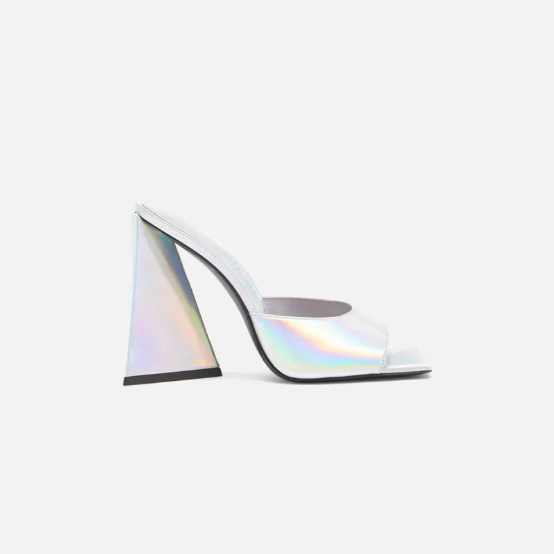 The Attico Devon Mule 115mm - Holographic Silver sold by Kith
