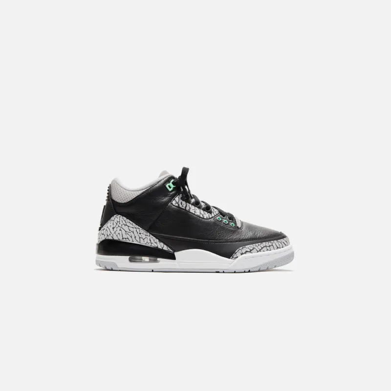 Jordan PS Air Jordan 3 Retro - Black / Green Glow / Wolf Grey / White sold by Kith