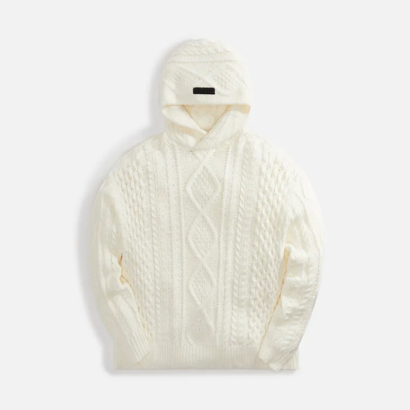 Essentials Cable Knit Hoodie - Cloud Dancer sold by Kith
