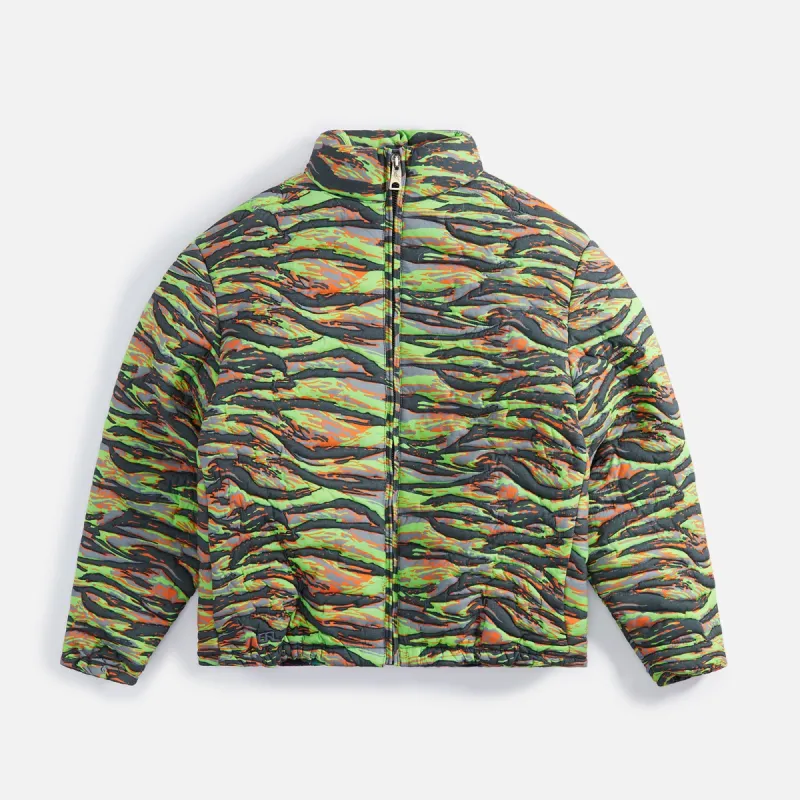 ERL Printed Quilted Puffer - Green Rave Camo sold by Kith