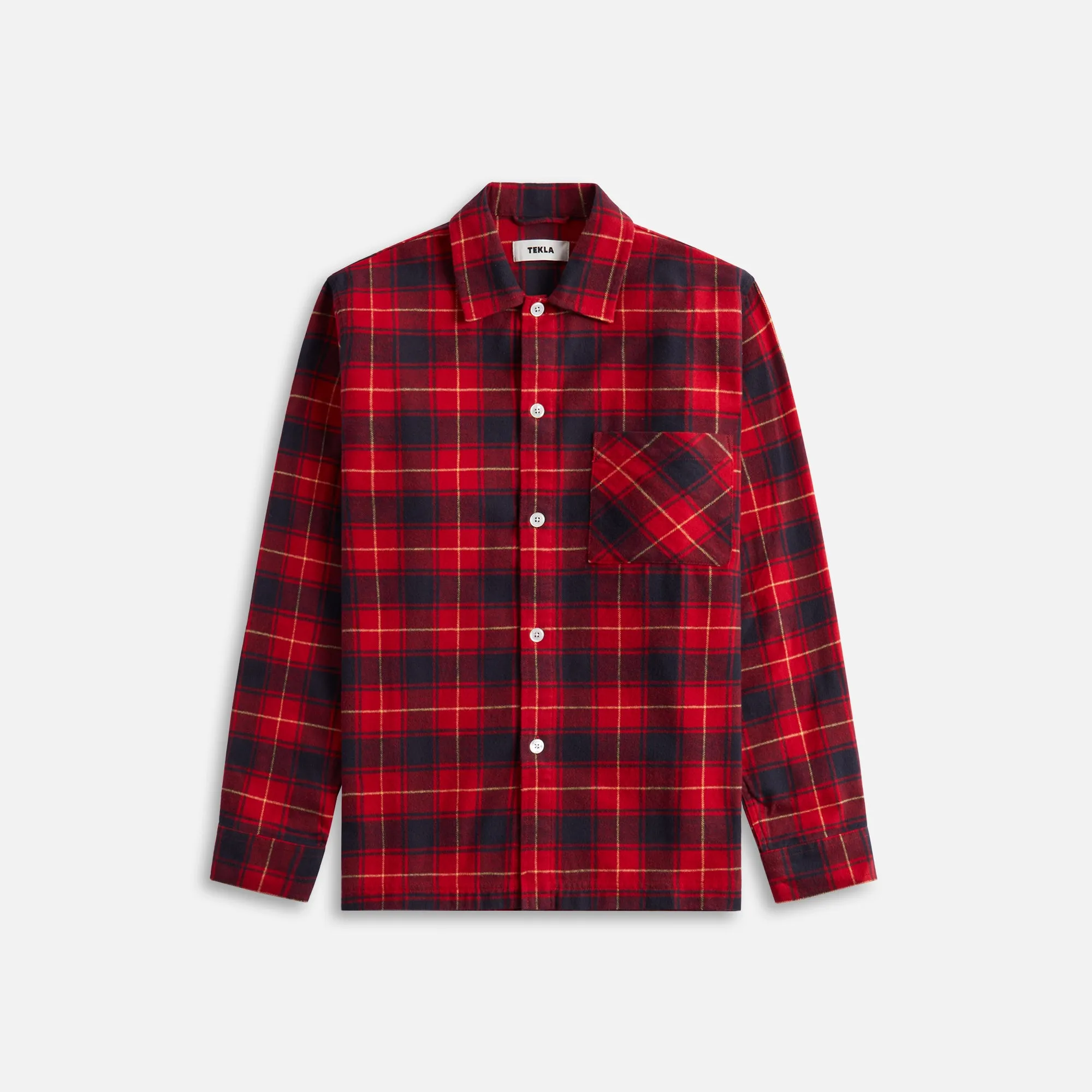 Tekla Plaid Long Sleeve Flannel Shirt - Red sold by Kith