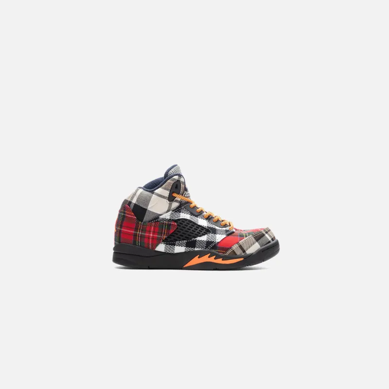Nike PS Air Jordan 5 Retro Plaid - Black / Dark Obsidian / Total Orange sold by Kith