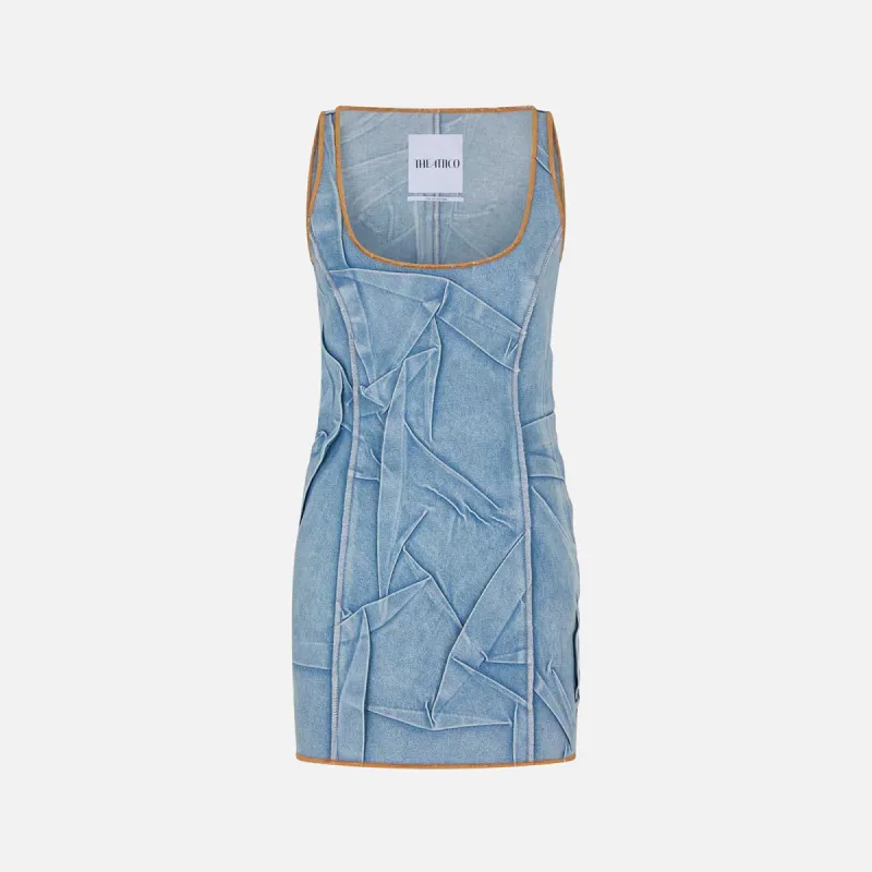 The Attico Mini Abito Dress - Light Blue Denim made by The Attico