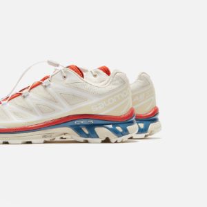 Salomon XT-6 - Almond Milk / Bleached Sand / Aurora Red sold by Kith
