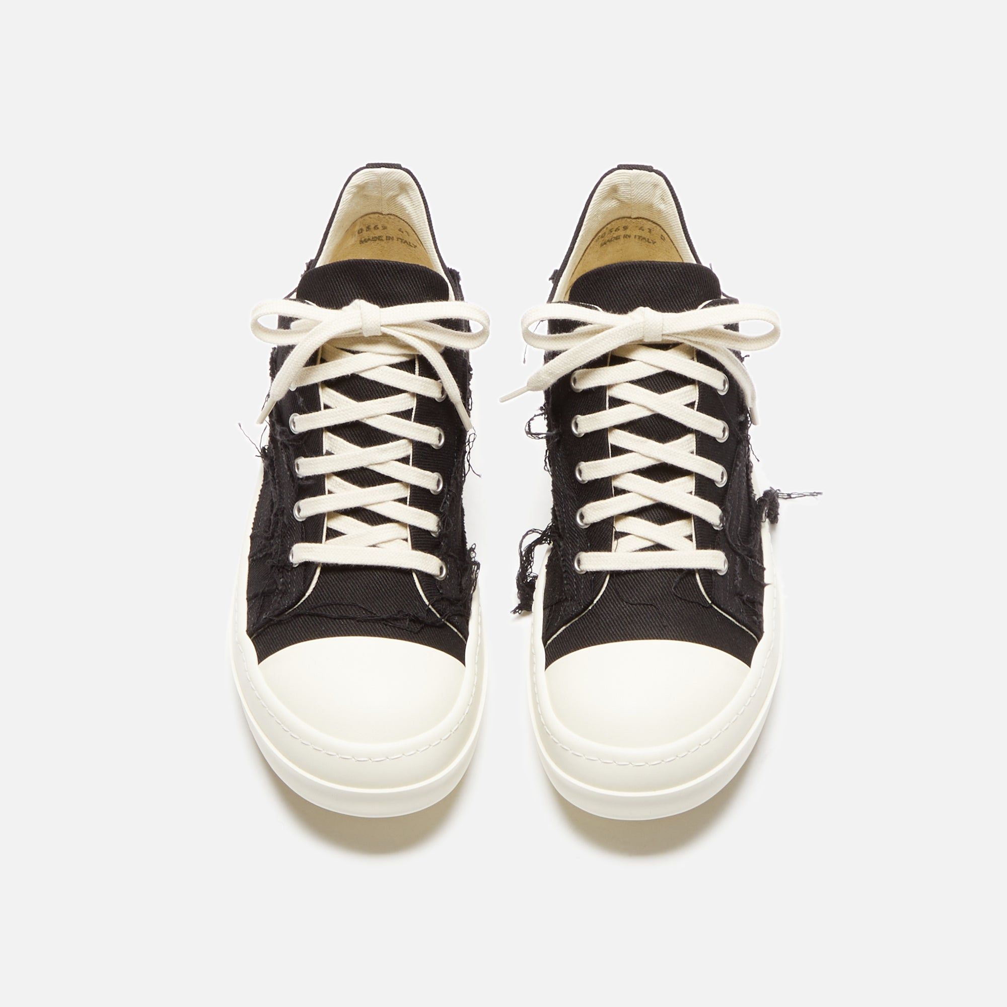 Rick Owens DRKSHDW Slashed Low Sneakers - Black / Milk / Milk sold by Kith product image thumbnail 5