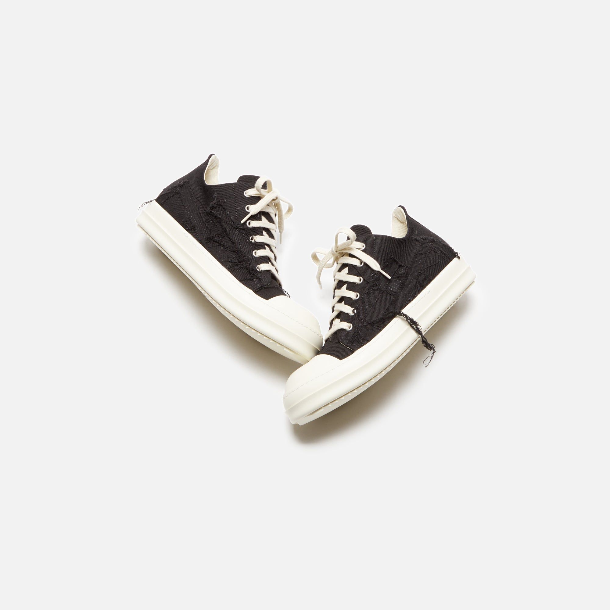 Rick Owens DRKSHDW Slashed Low Sneakers - Black / Milk / Milk sold by Kith product image thumbnail 4