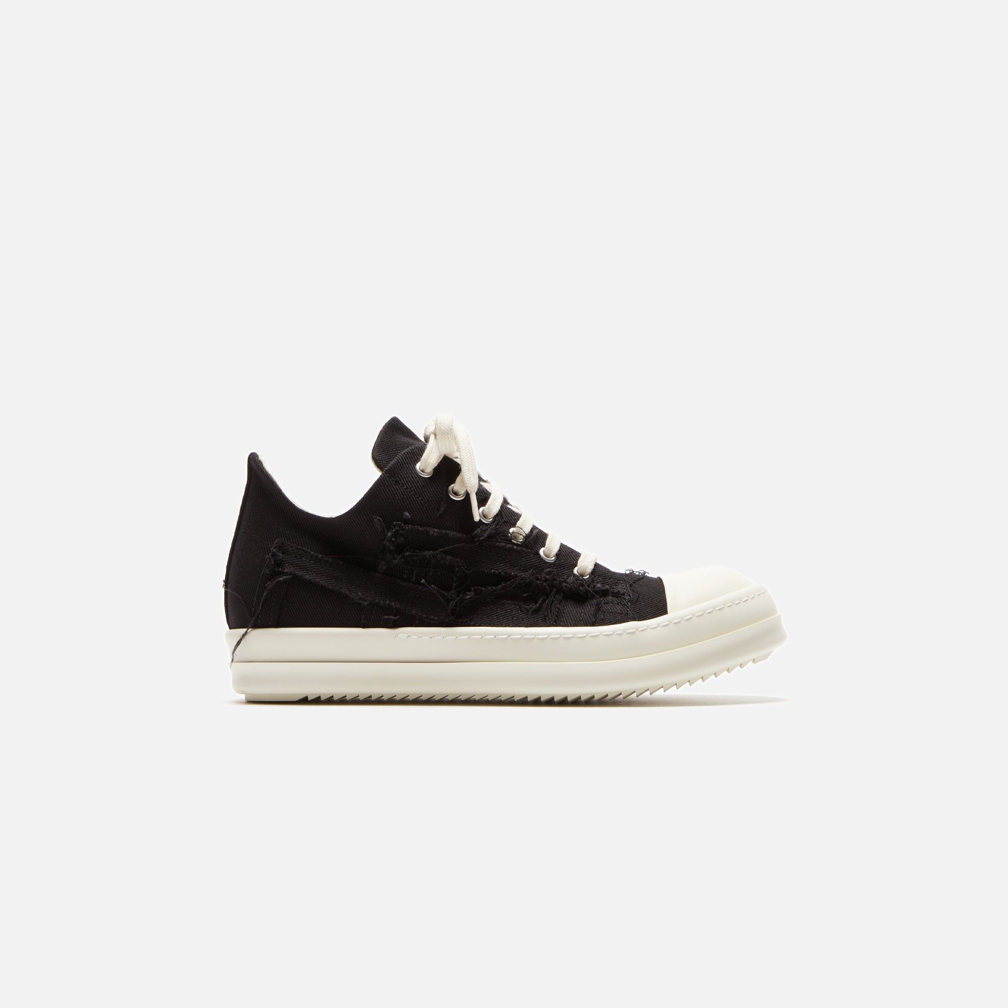 Rick Owens DRKSHDW Slashed Low Sneakers - Black / Milk / Milk sold by Kith