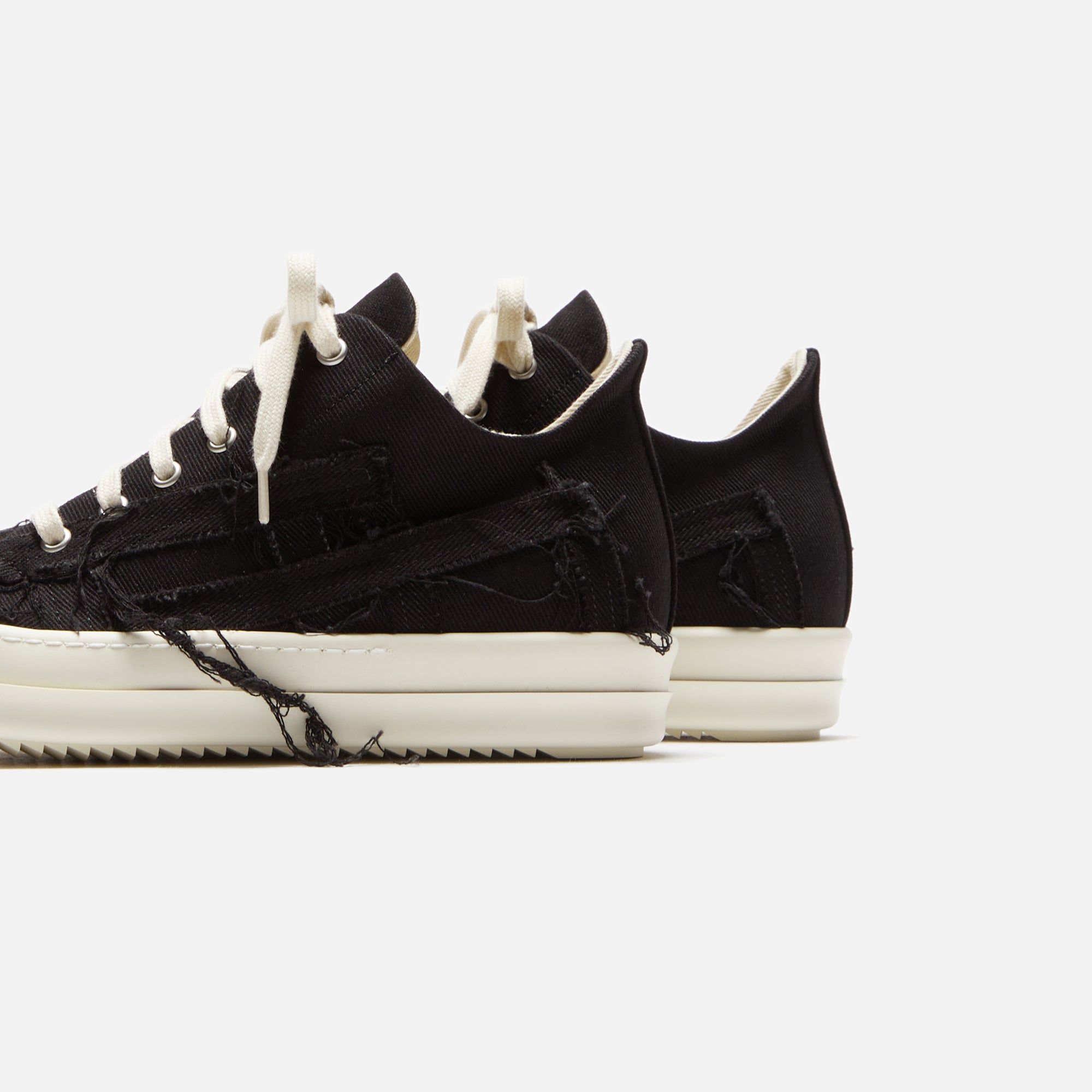 Rick Owens DRKSHDW Slashed Low Sneakers - Black / Milk / Milk sold by Kith product image thumbnail 3