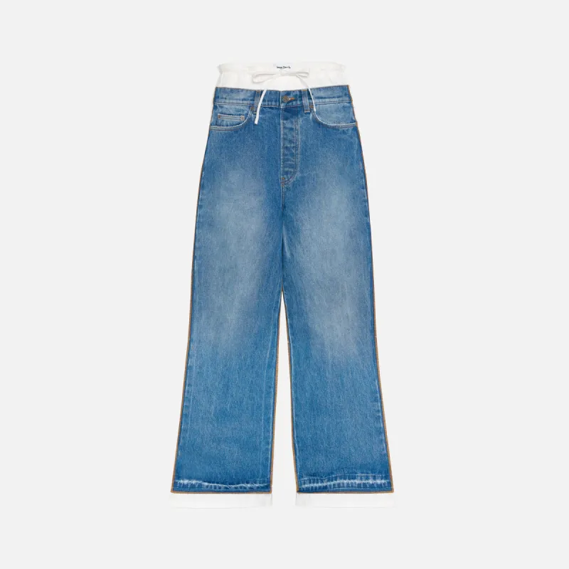デニム・ジーパン BURBERRY INDIGO JEANS WITH TURN-UPS BURBERRY BRIT STRAIGHT DARK INDIGO DENIM JEANS MEN SZ 34x32