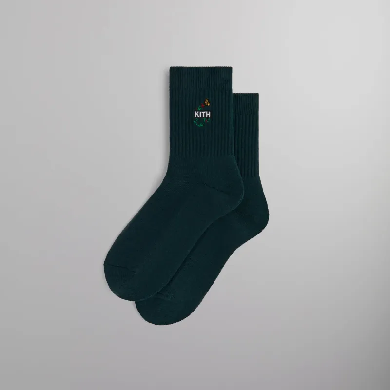 Kith Butterfly Box Logo Mid Crew Socks - Stadium sold by Kith