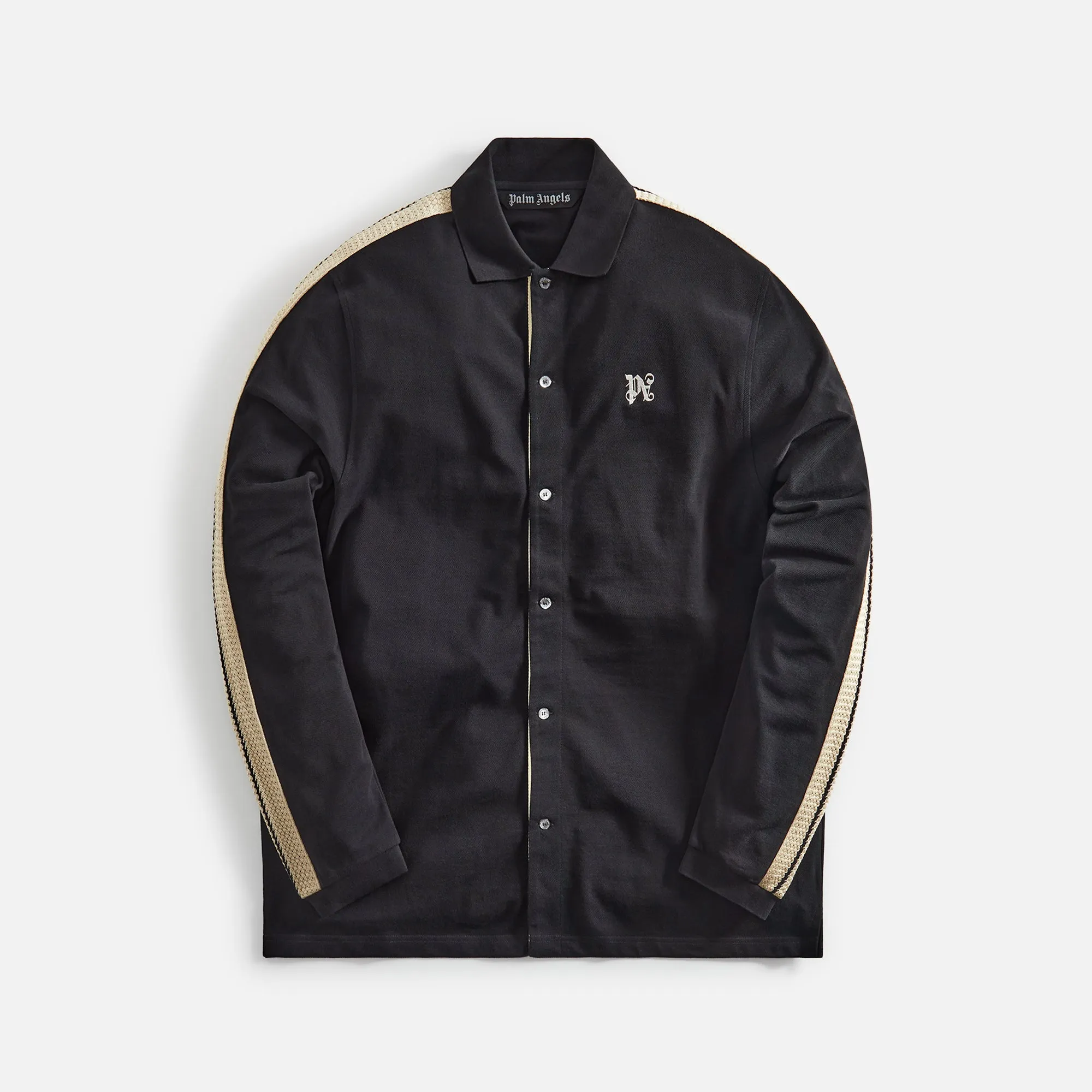Palm Angels Monogram Piquet Trackshirt - Black Off sold by Kith