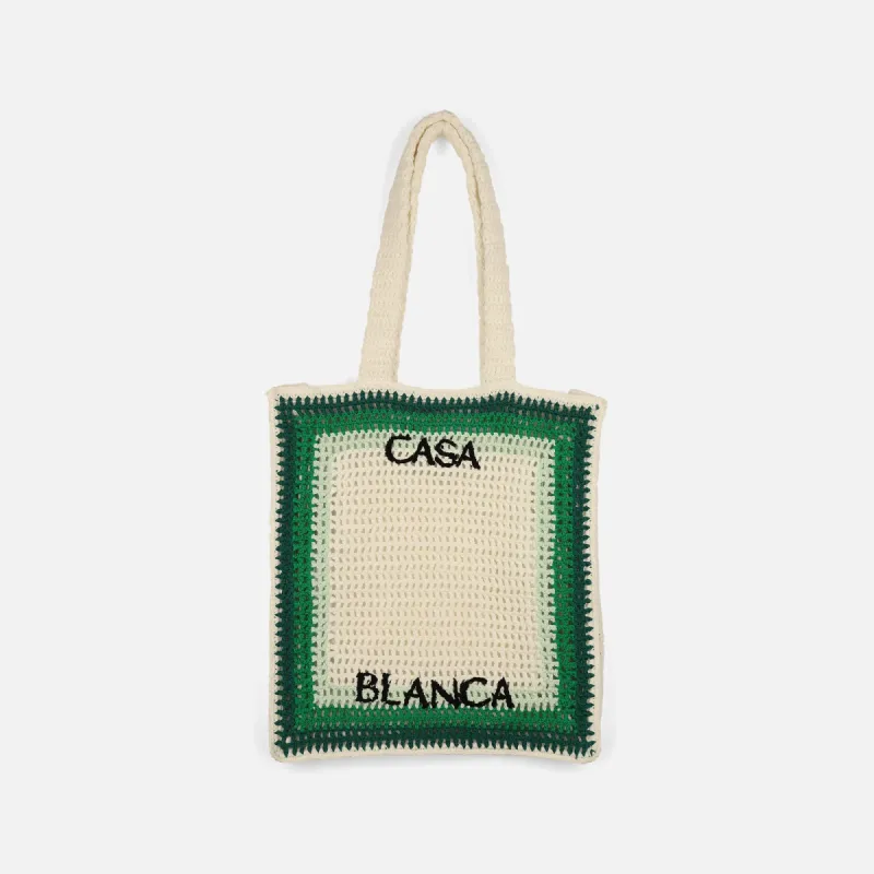 Casablanca Cotton Crochet Bag - Green Multi sold by Kith