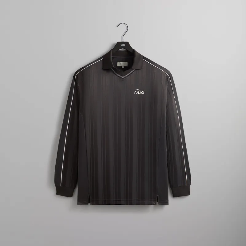 Kith Pinstripe Tricot Panelled Tap In Polo - Black Oyster sold by Kith