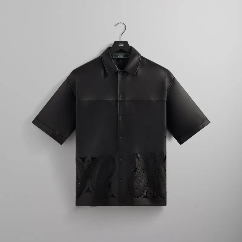 Kith Leather Reade Shirt - Black sold by Kith