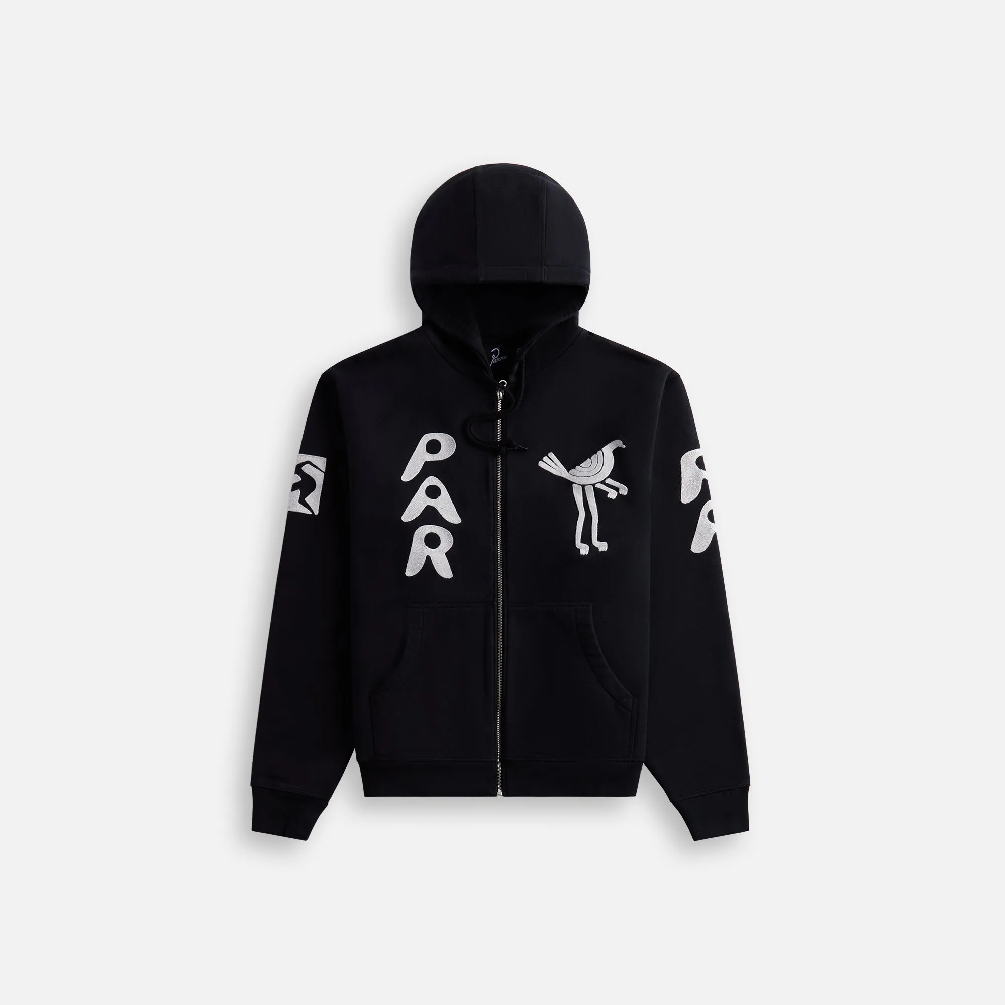 by Parra Zipped Pigeon Zip Hooded Sweatshirt - Black sold by Kith