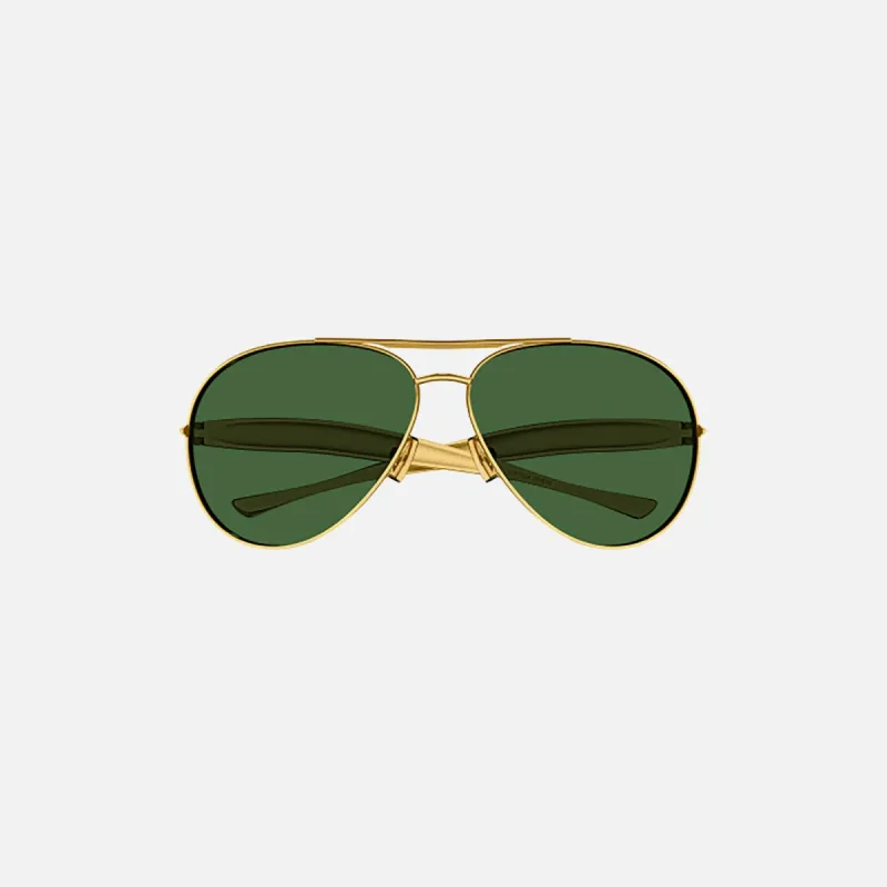 Bottega Veneta Metal 64 Aviator Frame Sunglasses - Gold sold by Kith