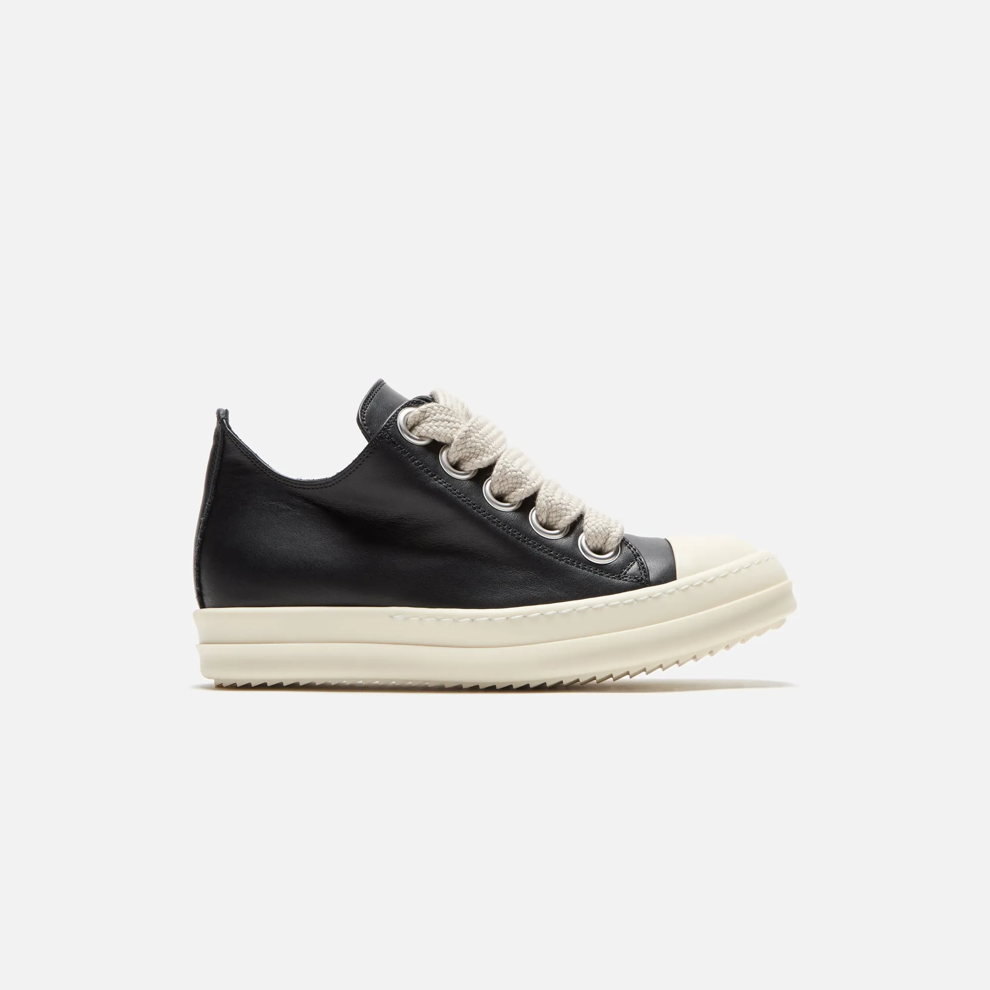 Rick Owens WMNS Jumbo Laced Low Sneaks - Black / Pearl / Milk sold by Kith