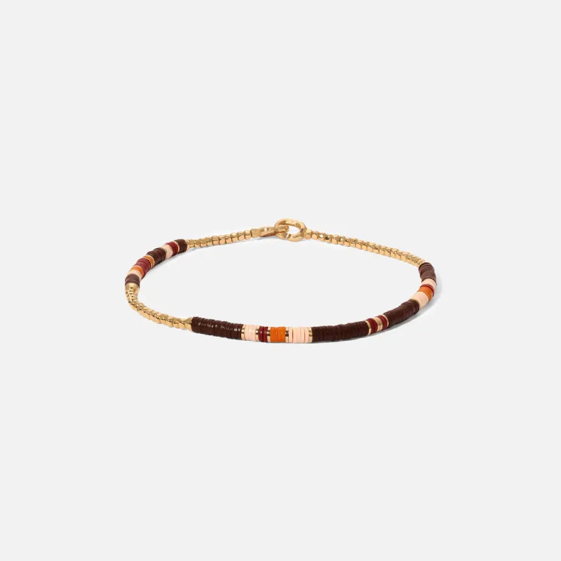 Maor Shine Bracelet Pattern Beads with 18k Yellow Gold - Gold / Brown sold by Kith