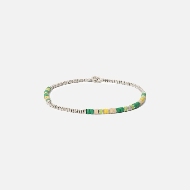Maor Shine #4 Bracelet Green Pattern Beads with Sterling Silver Beads - Silver / Green sold by Kith