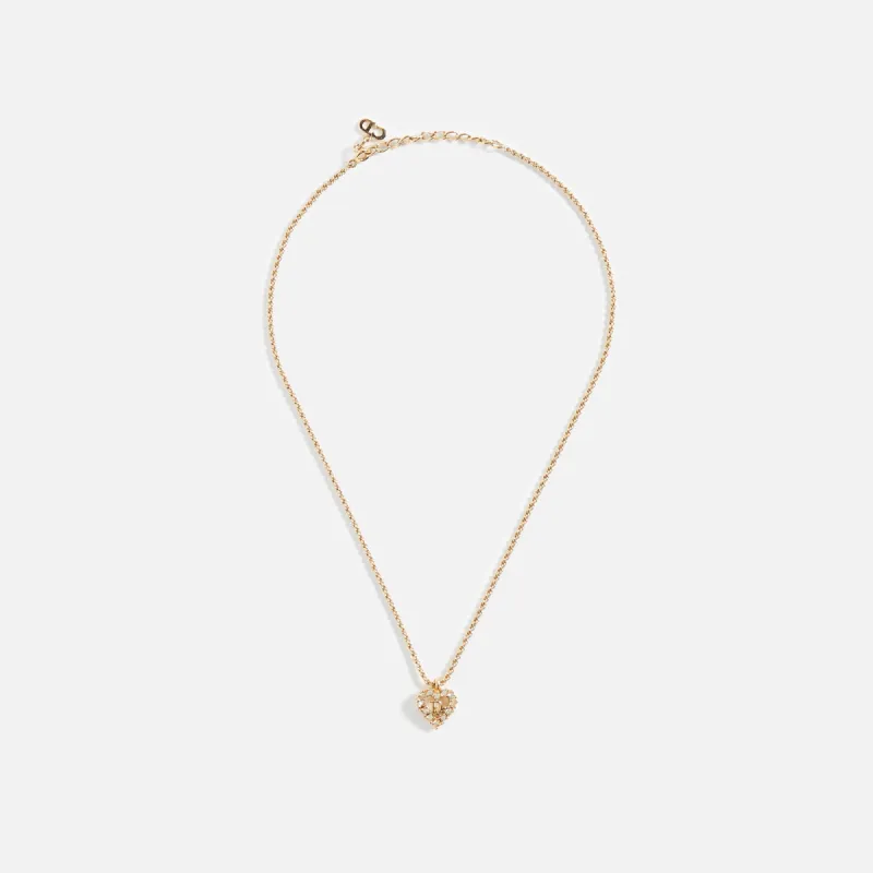 WGACA Dior Crystal Heart Necklace - Gold sold by Kith