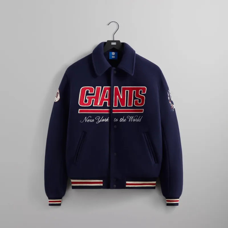 Kith for the NFL: Giants Wool Collared Coaches Jacket - Nocturnal sold by Kith