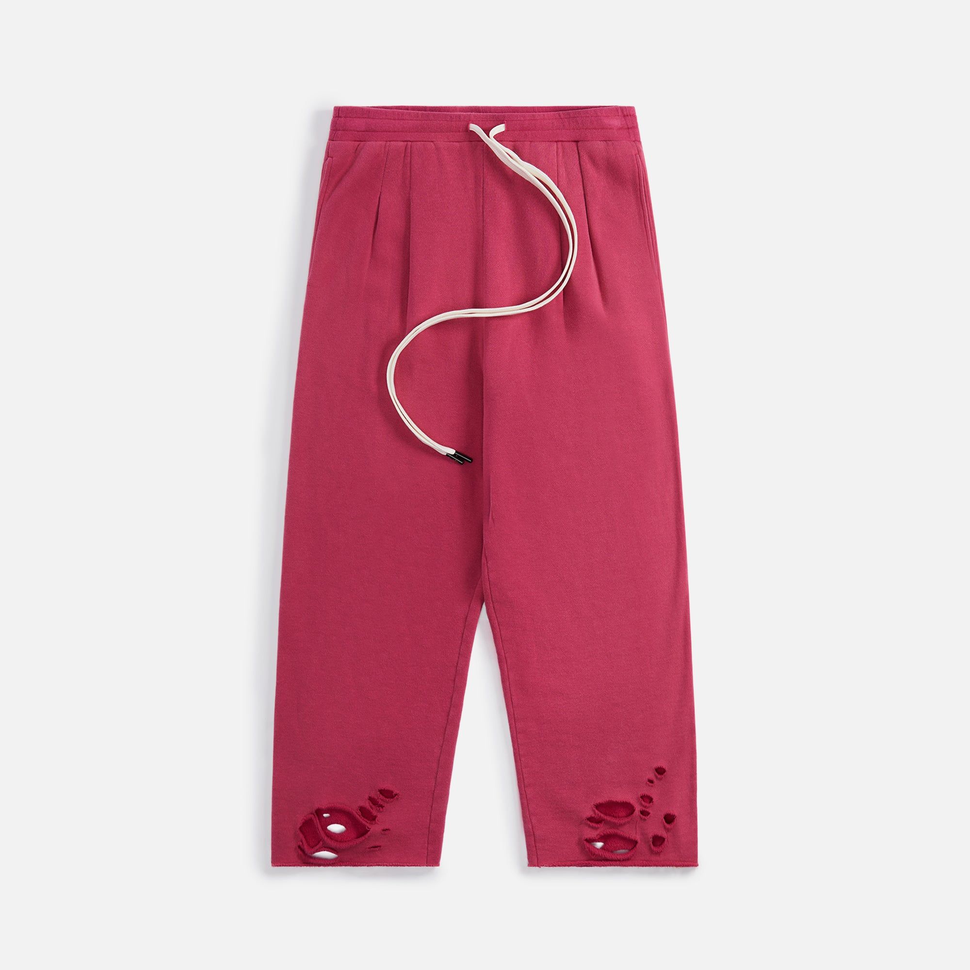 R13 Cropped Pleated Wide Leg Sweatpant with Shredded - Hot Pink sold by Kith