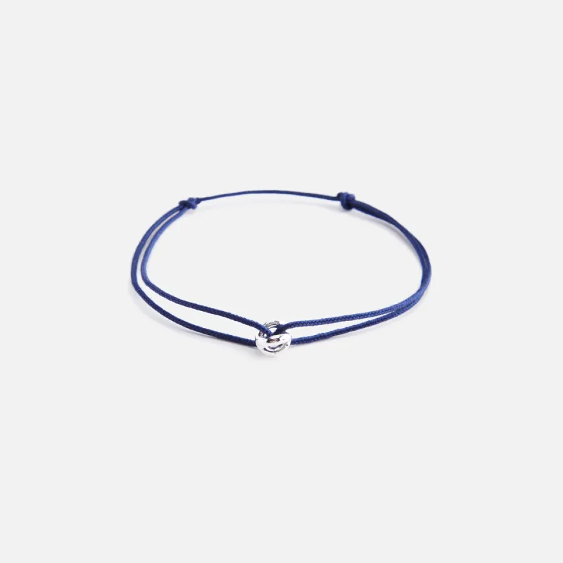 Le Gramme 1g Entrelacs Cord Bracelet Slick Polished - Navy / Silver sold by Kith