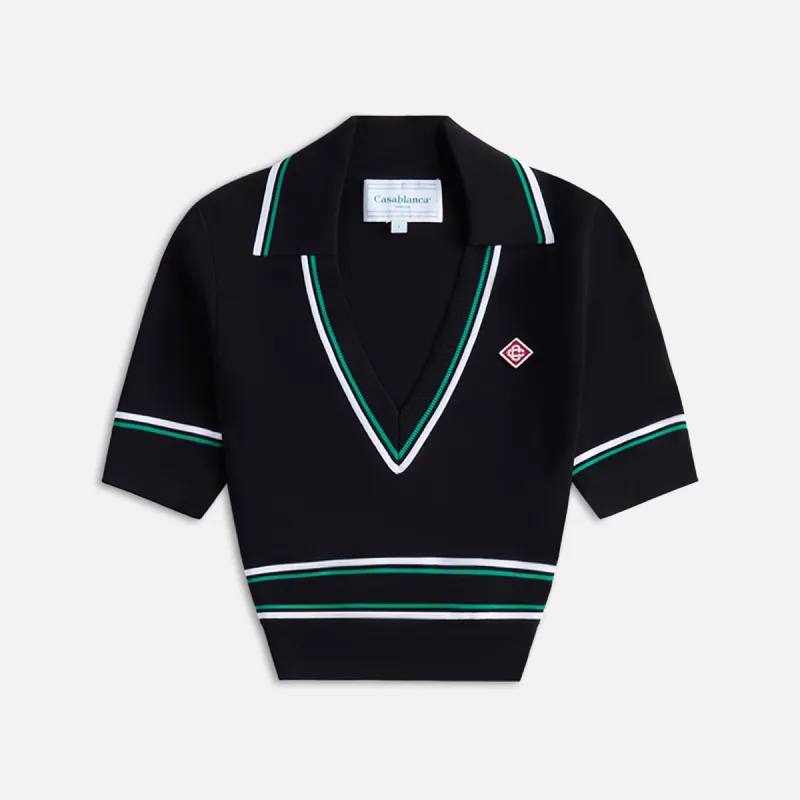 Casablanca Cropped Polo Shirt - Black sold by Kith
