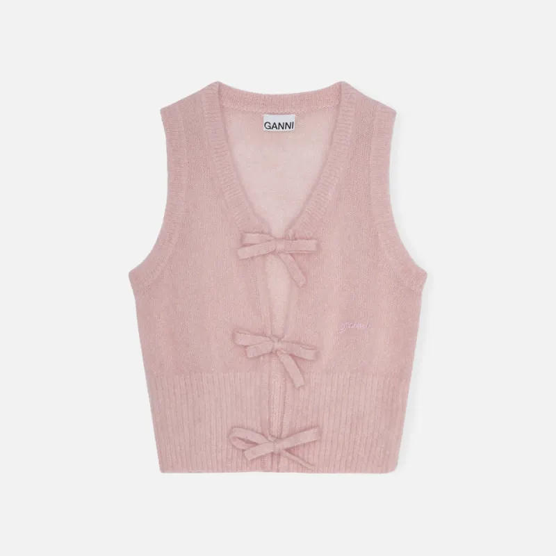 Ganni Light Mohair Tie String Vest - Pink sold by Kith