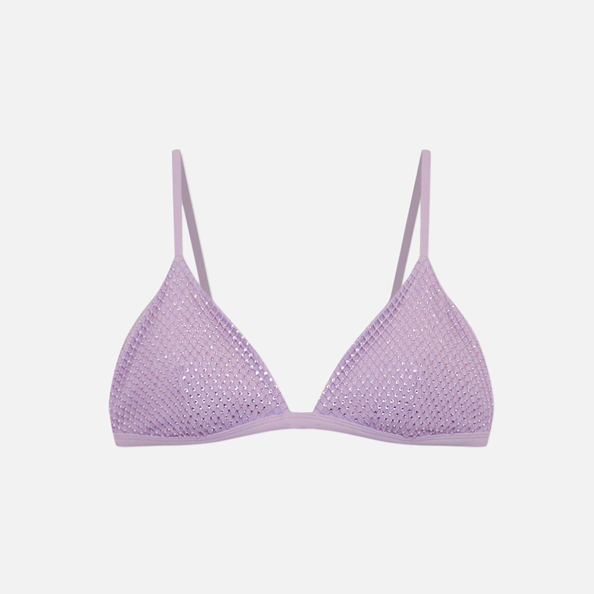 Jonathan Simkhai Joelle Crysal Mesh Swimwear Triangle Bikini Top - Orchid sold by Kith
