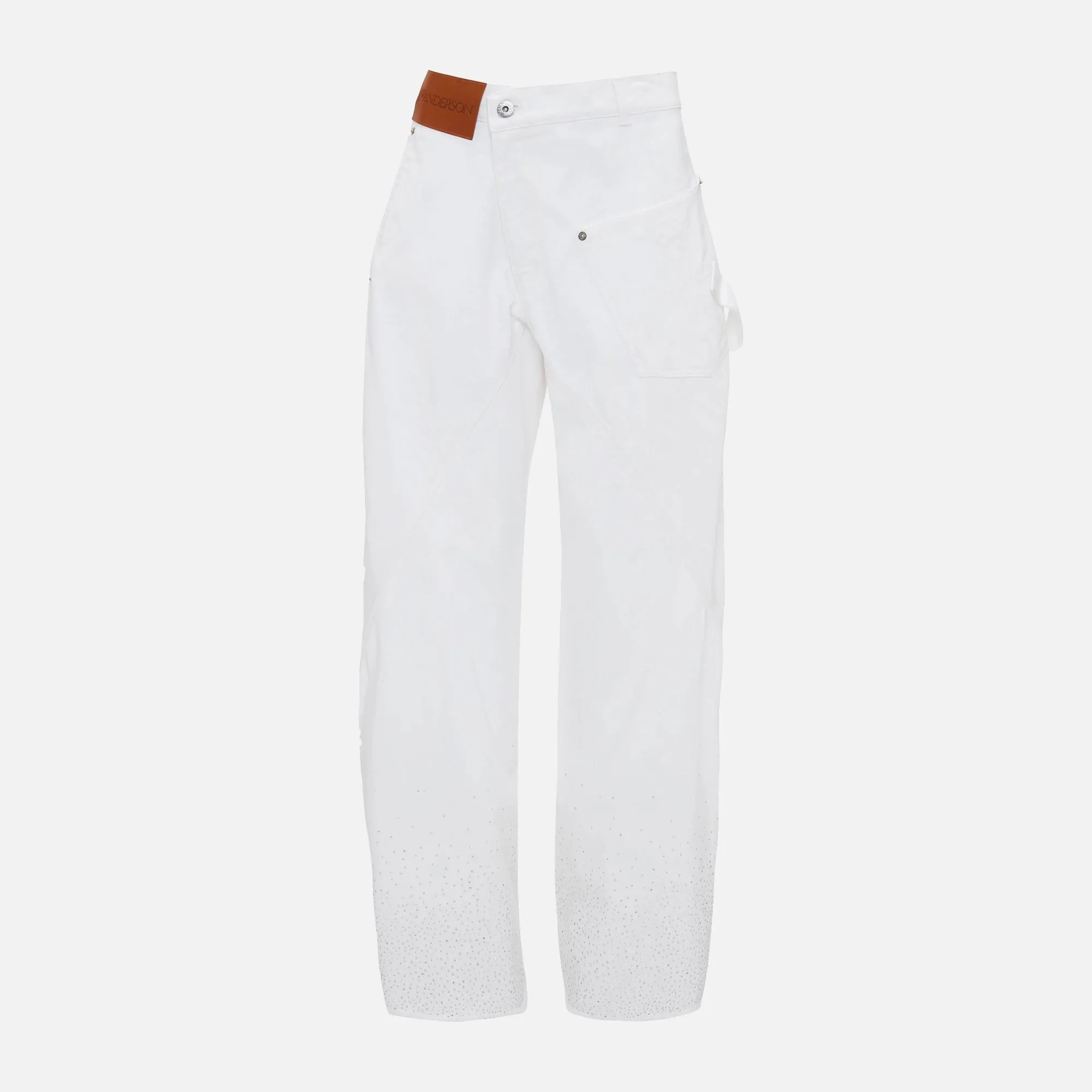JW Anderson Crystal Hem Twisted Jeans - White sold by Kith