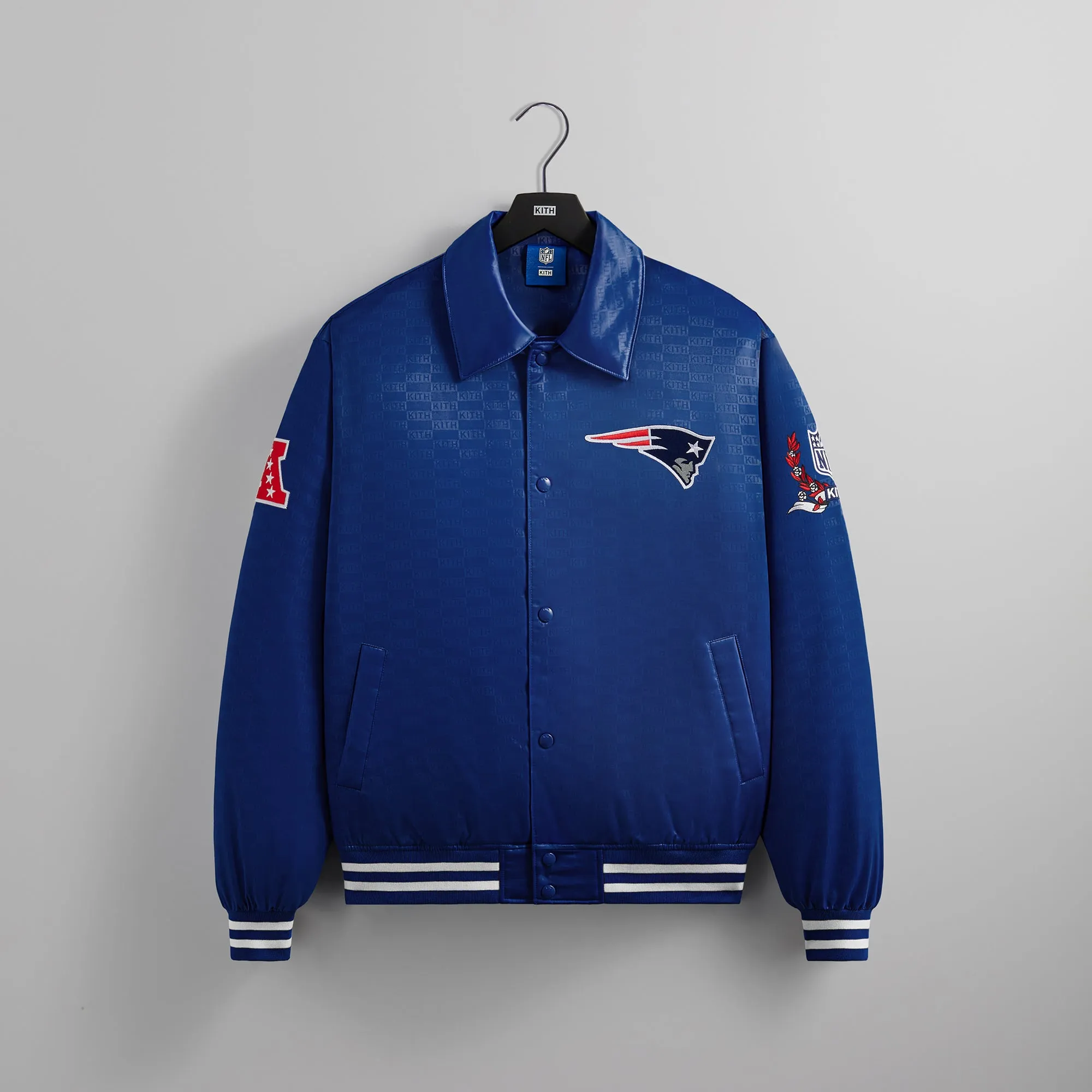 Kith for the NFL: Patriots Satin Bomber Jacket - Action sold by Kith