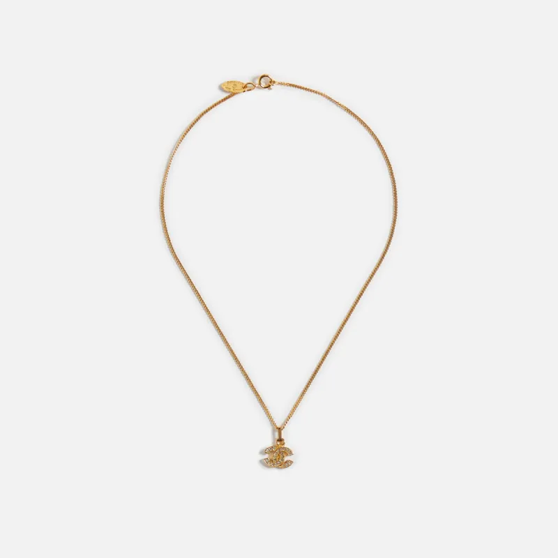 WGACA Chanel Crystal CC Necklace - Gold sold by Kith