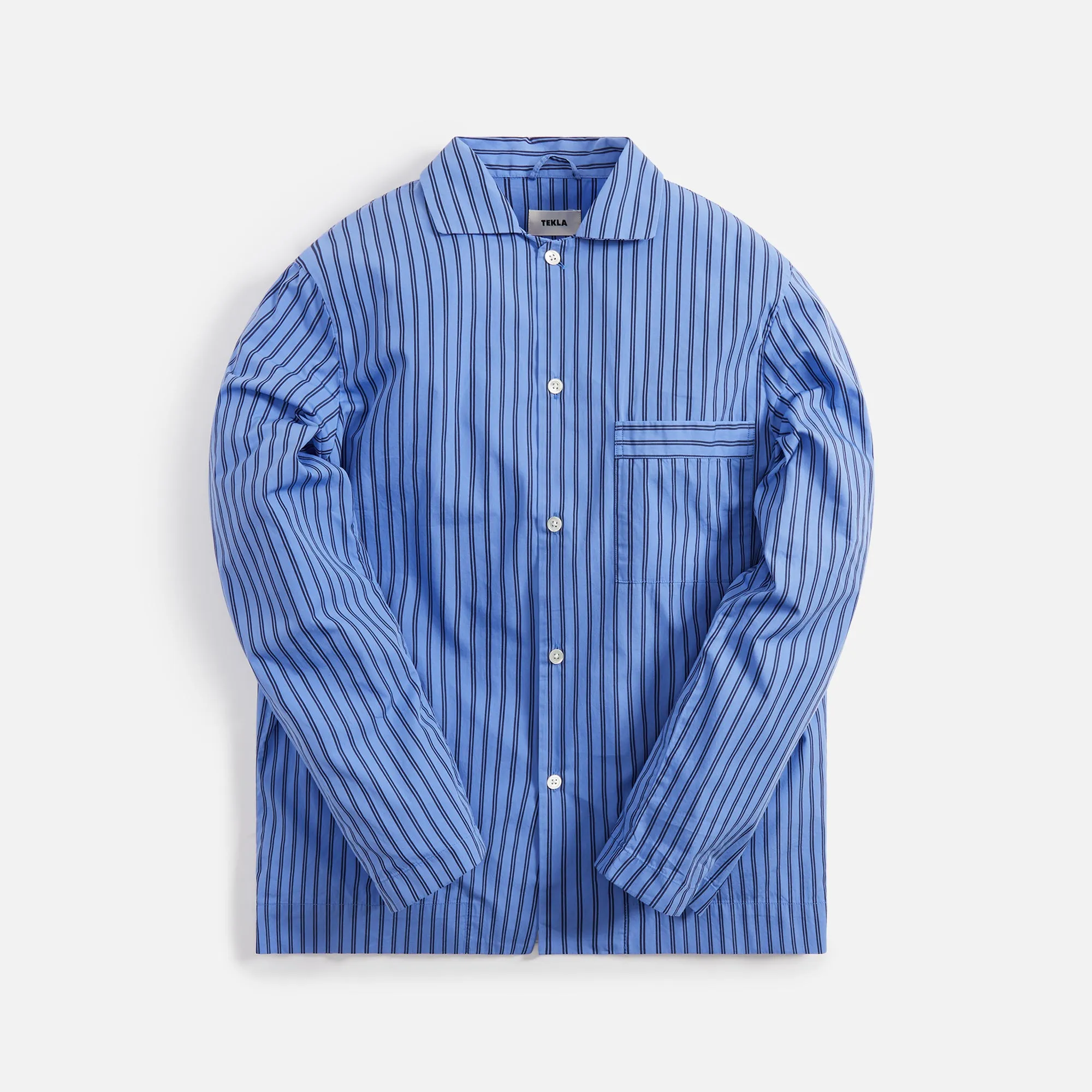 Tekla Poplin Long Sleeve Pajama Shirt - Boro Stripes sold by Kith