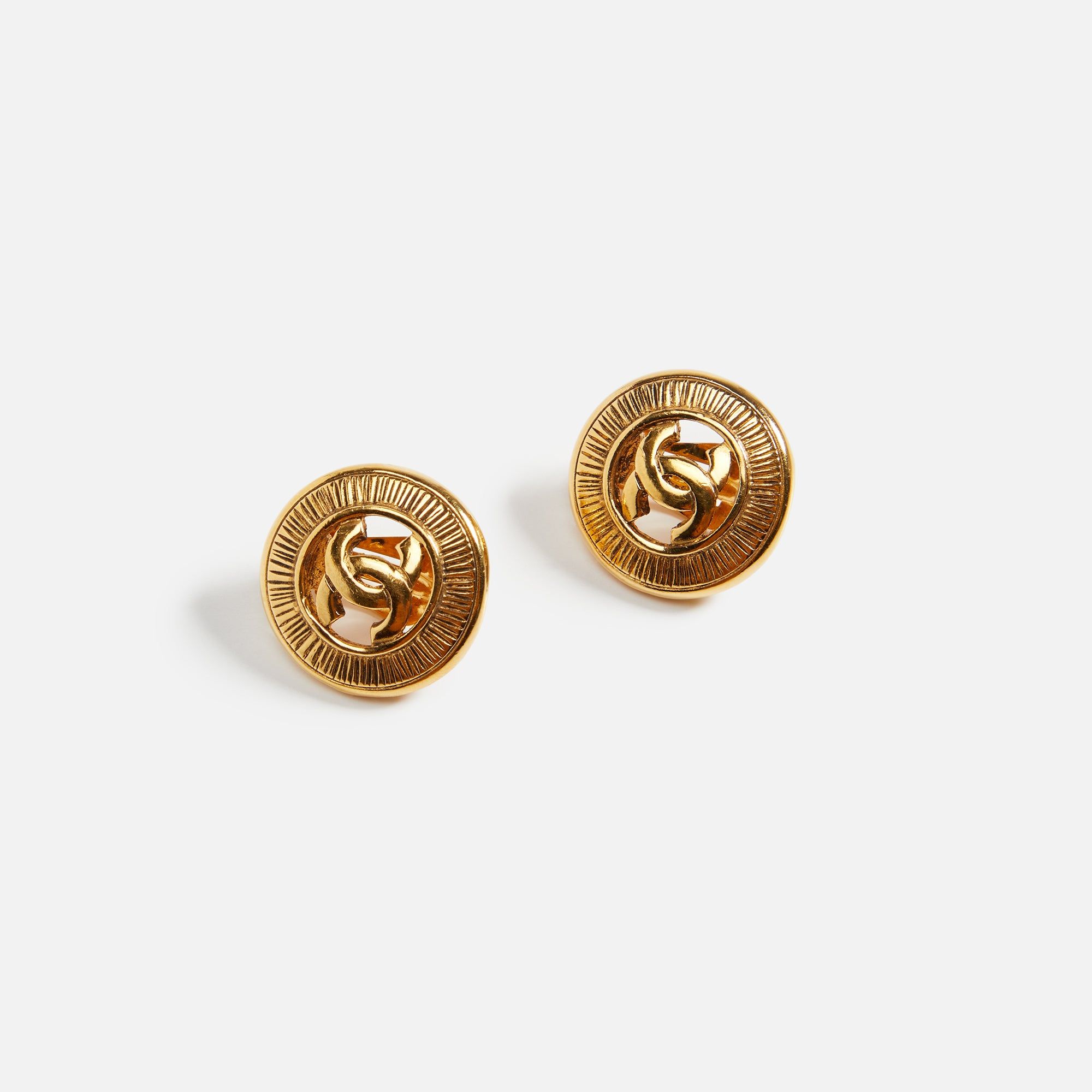 WGACA Chanel Sunburst Earrings - Gold sold by Kith
