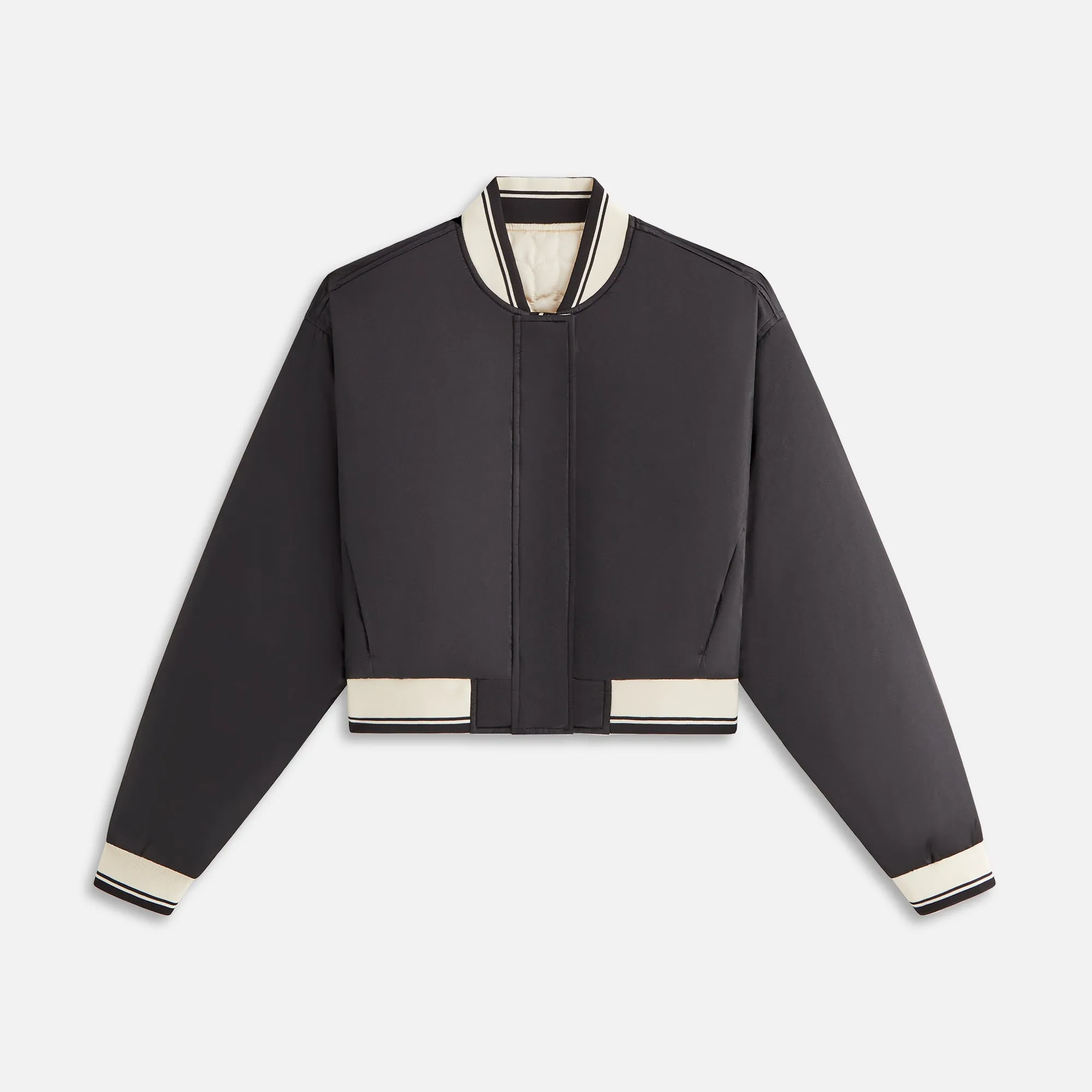Kith Women Landry Cropped Satin Bomber - Black sold by Kith